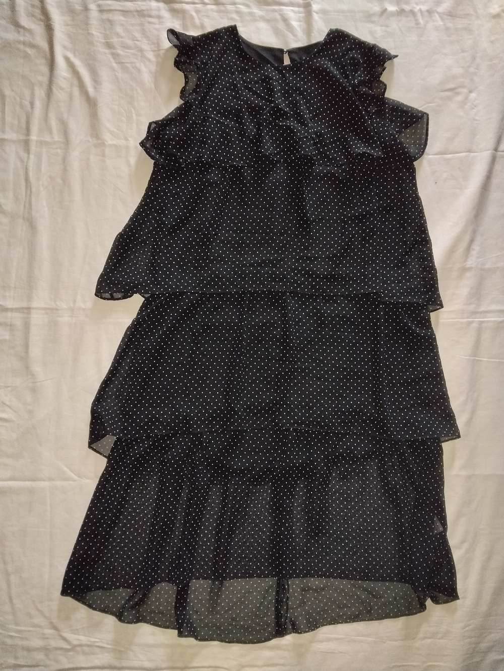 Who What Wear Black Polka Dot Layered Midi Dress